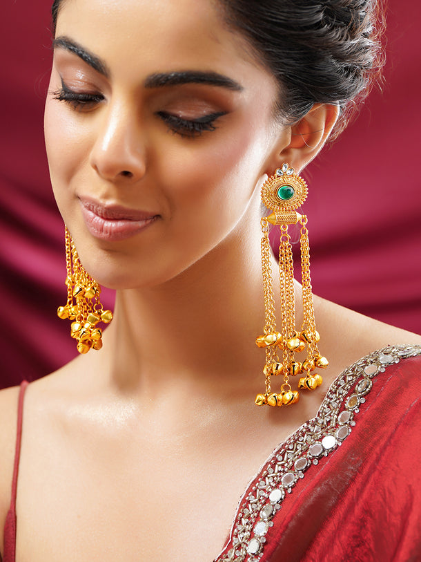 Gold Plated Ghungroo Beaded Dangler Earrings