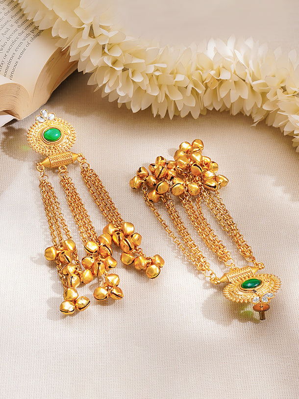 Gold Plated Ghungroo Beaded Dangler Earrings