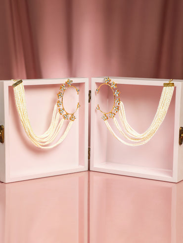 Luxurious Pearl Ear Cuffs with Kaan Chain