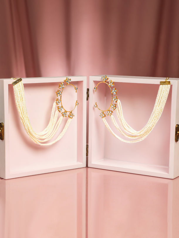 Luxurious Pearl Ear Cuffs with Kaan Chain