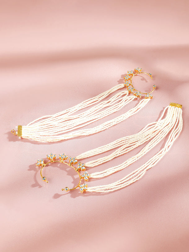 Luxurious Pearl Ear Cuffs with Kaan Chain