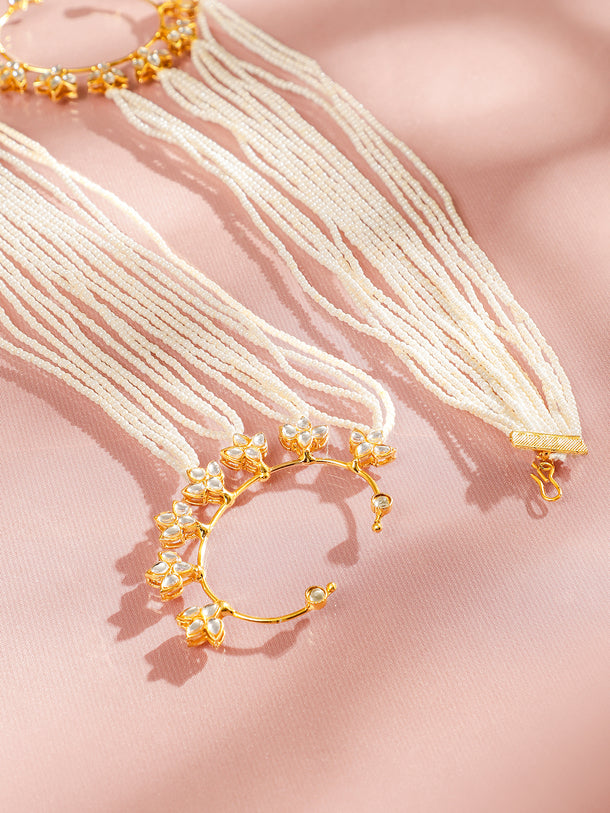 Luxurious Pearl Ear Cuffs with Kaan Chain