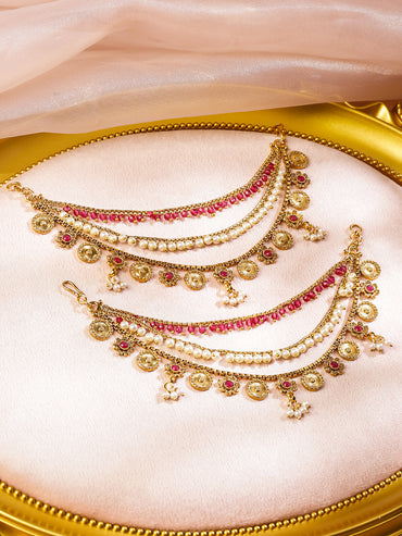 Pearl–Pink Festive Charm Ear Chain