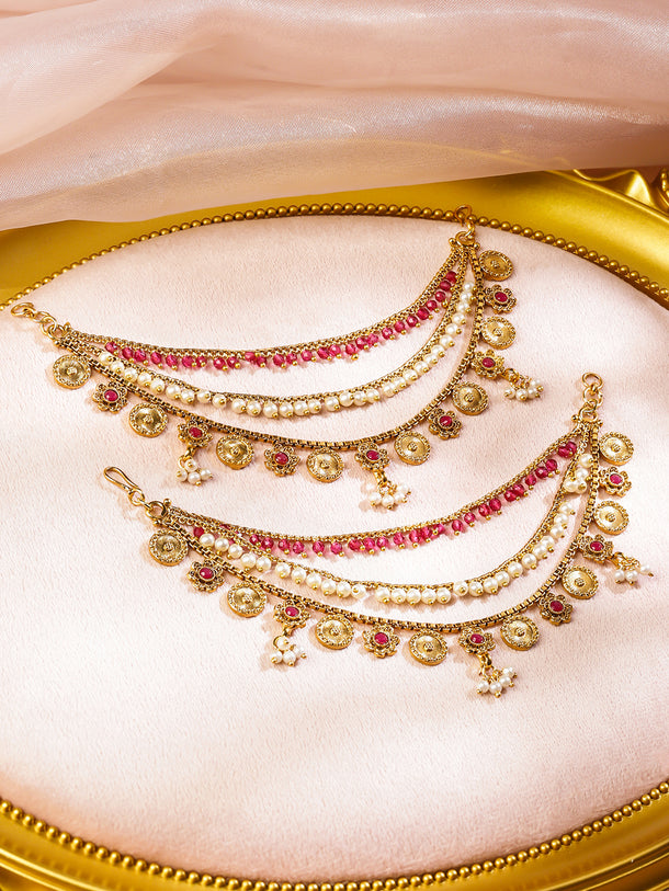 Pearl–Pink Festive Charm Ear Chain