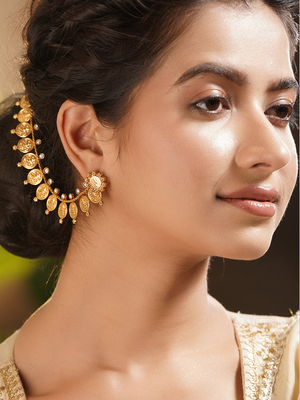 Temple Coin Charm Kaan Chains Earrings