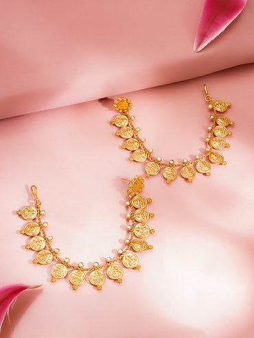 Temple Coin Charm Kaan Chains Earrings