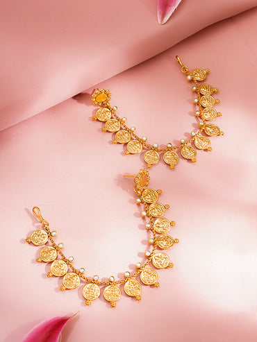 Temple Coin Charm Kaan Chains Earrings