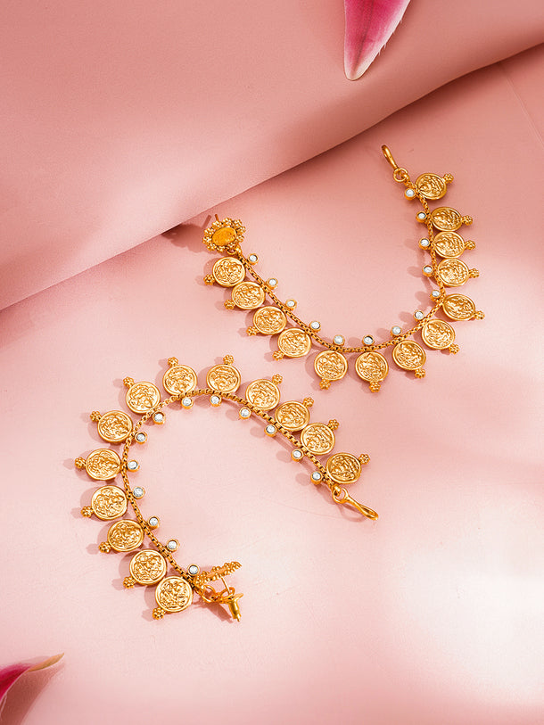 Temple Coin Charm Kaan Chains Earrings