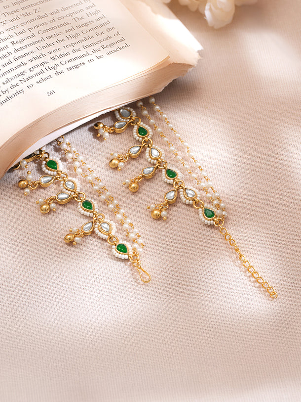 Kundan Pearl Multi Chain Ear Kaan Earrings