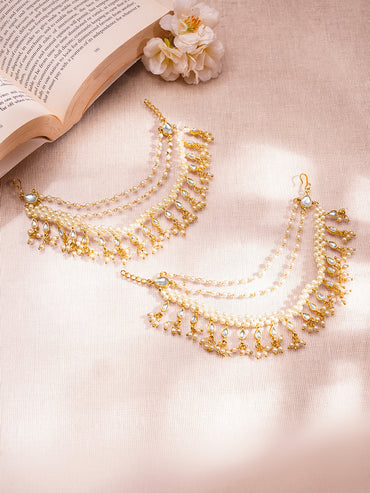 Royal Multi Layer Pearl Ear Chains Jewellery