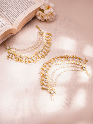 Royal Multi Layer Pearl Ear Chains Jewellery