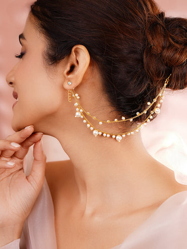 Pearl Dual Layer Ear Chain Earrings