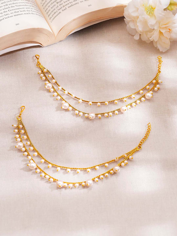 Pearl Dual Layer Ear Chain Earrings