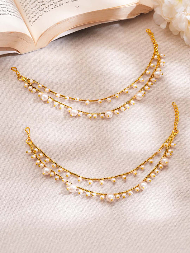 Pearl Dual Layer Ear Chain Earrings