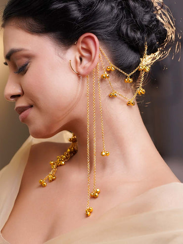 Regal Ghungroo Tassel Ear Cuff Kaan Chain Earrings