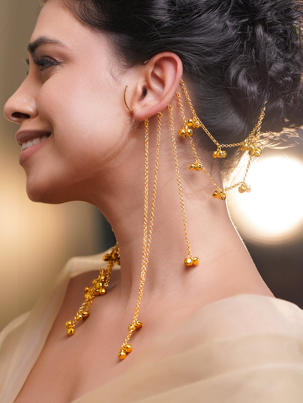 Regal Ghungroo Tassel Ear Cuff Kaan Chain Earrings