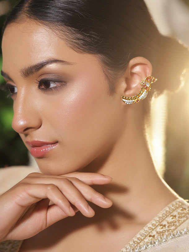 Traditional Curvs Multicolor Kundan Studs