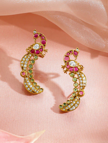Traditional Curves Multicolour Kundan Studs