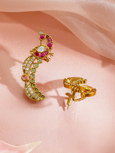 Traditional Curves Multicolour Kundan Studs