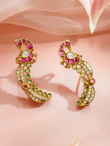 Traditional Curves Multicolour Kundan Studs
