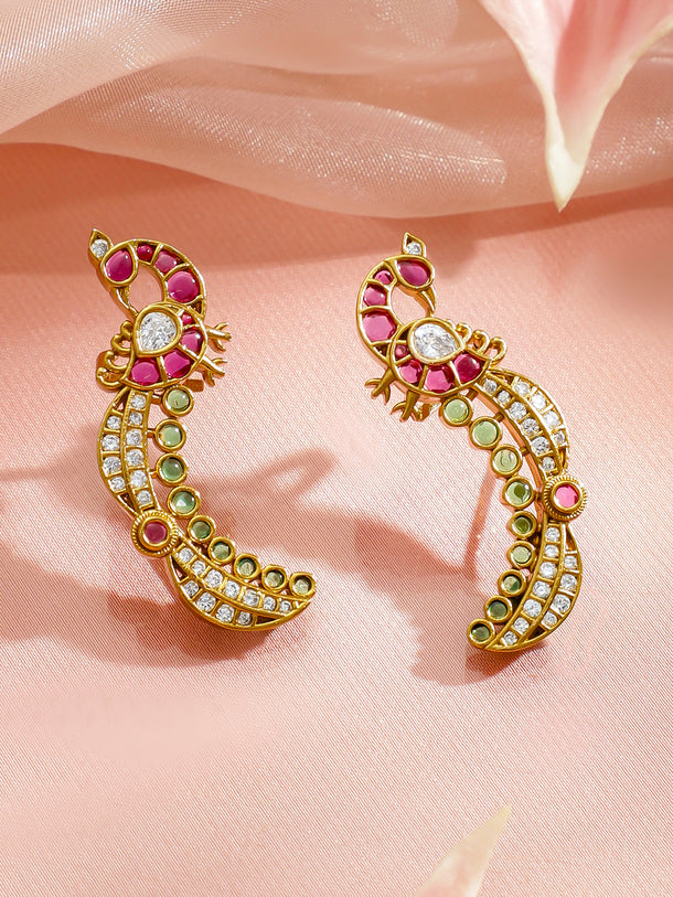Traditional Curves Multicolour Kundan Studs