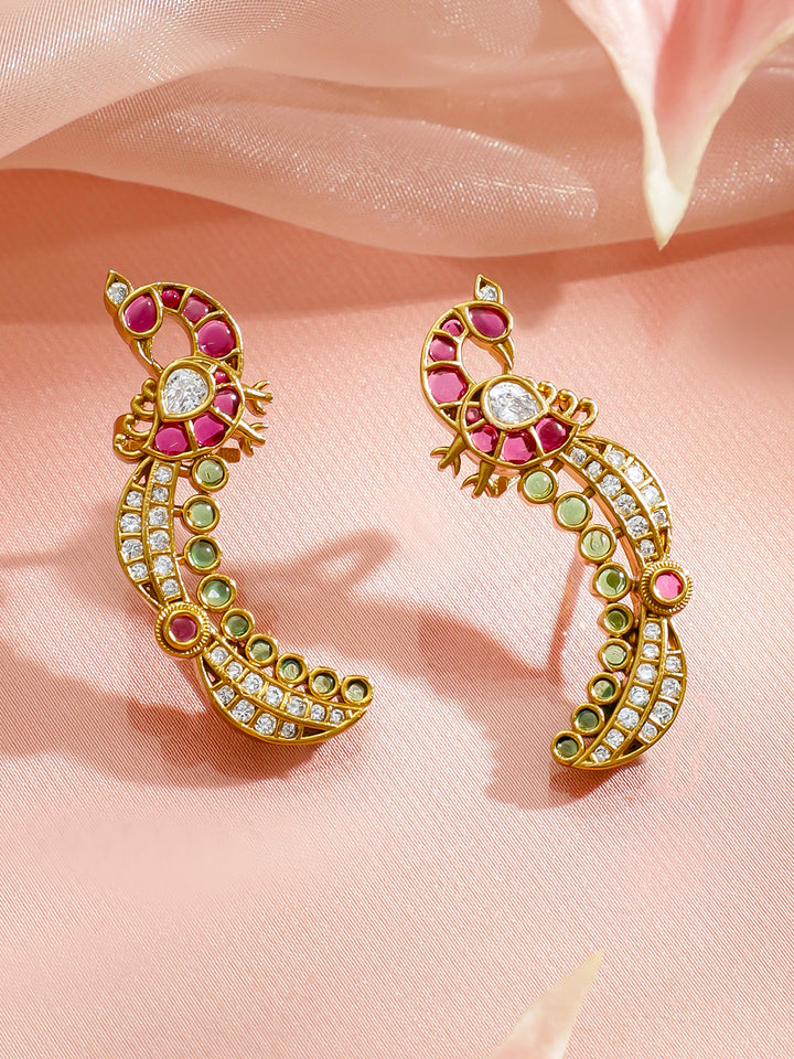 Traditional Curves Multicolour Kundan Studs