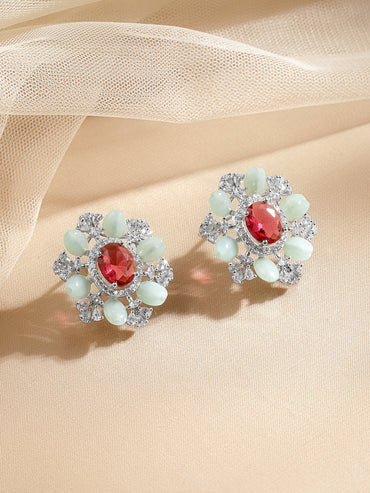 Crystal Bloom Ruby Red Studs