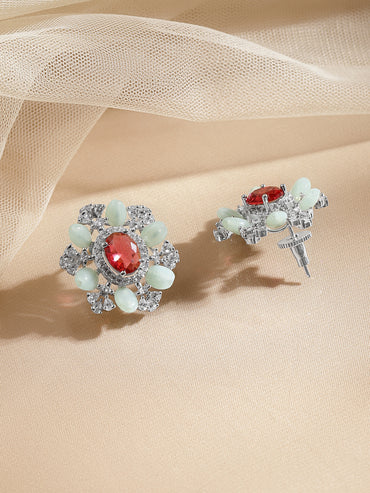 Crystal Bloom Ruby Red Studs