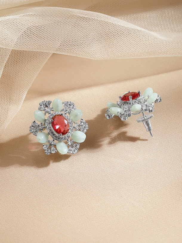 Crystal Bloom Ruby Red Studs