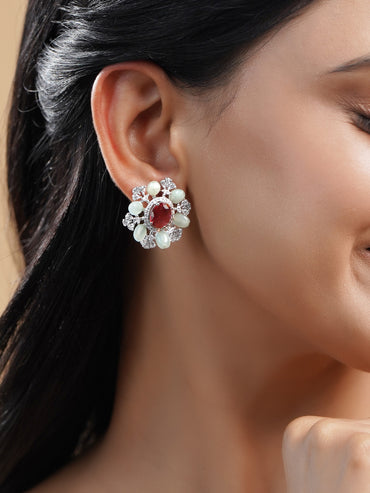 Crystal Bloom Ruby Red Studs