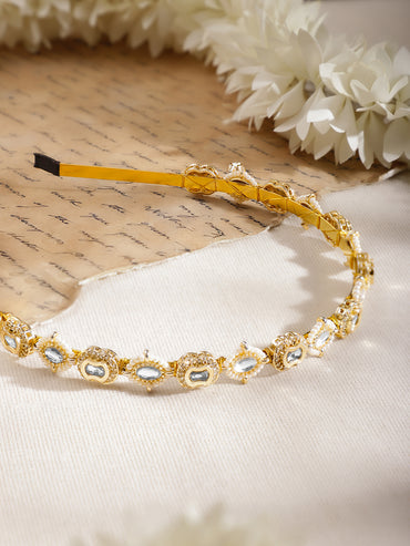 Pearl Kundan Statement Hair Band