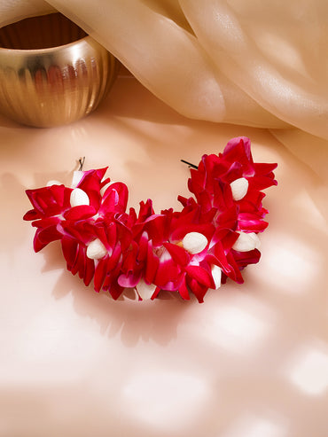 Red Floral Bun Bridal Hair Accessory