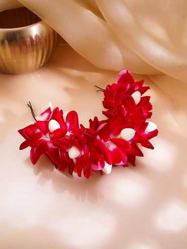 Red Floral Bun Bridal Hair Accessory