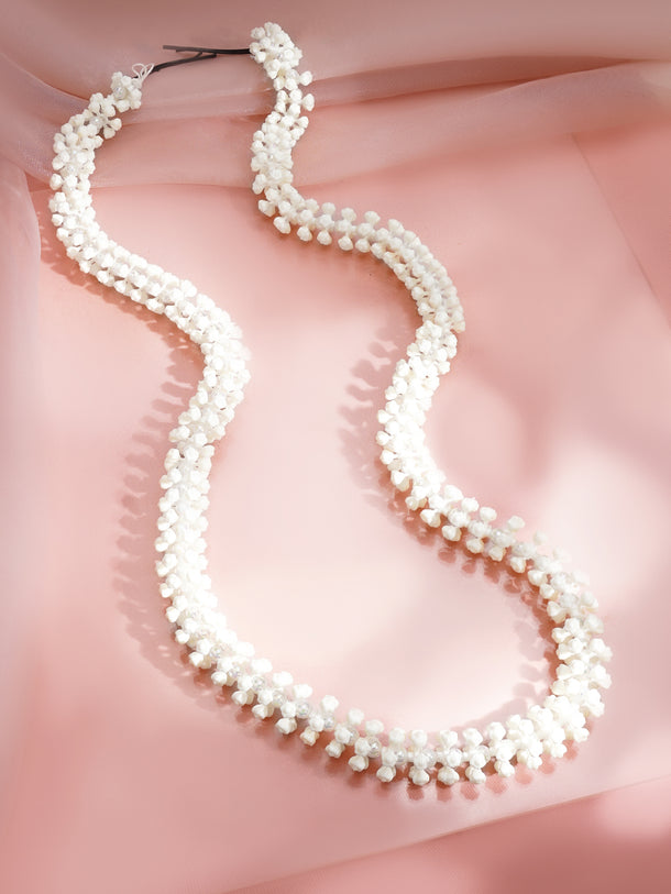 White Bead Cluster Hair Bun Accessory