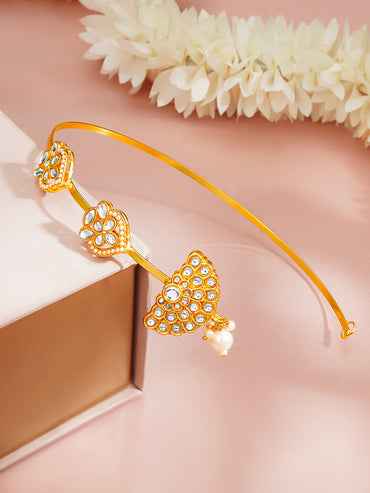 Gold Plated Pearl Kundan Bridal Maang Tikka