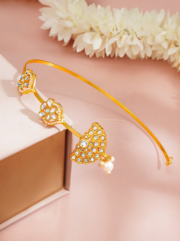 Gold Plated Pearl Kundan Bridal Maang Tikka