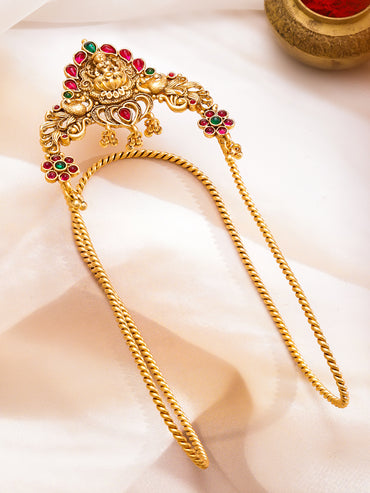 Rubans 22K Gold-Plated Artificial Stones Studded Temple Armlet Bracelet