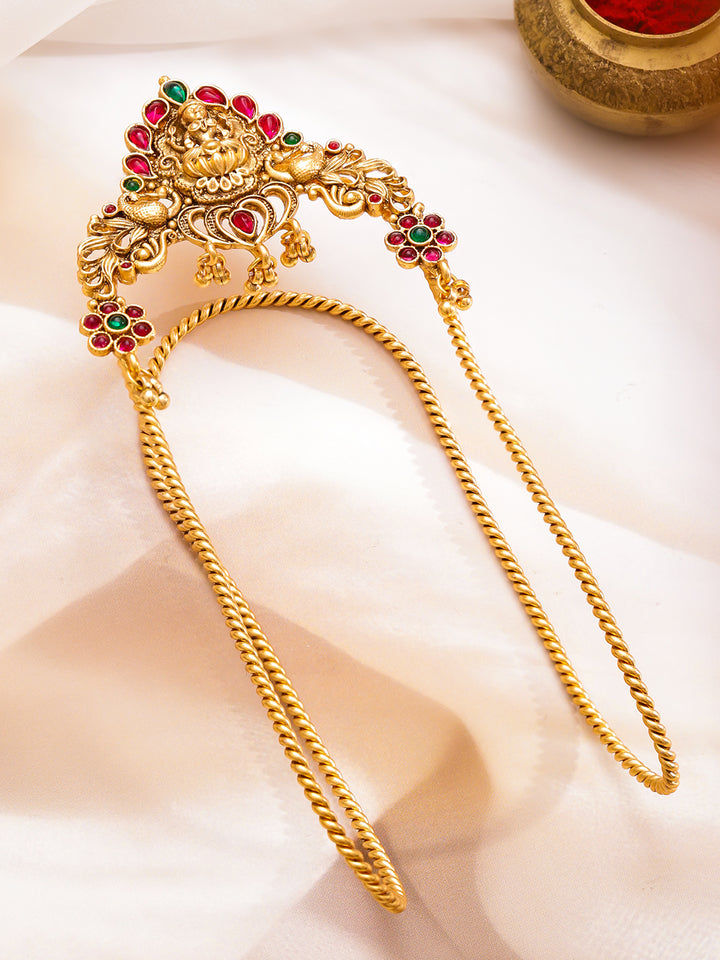 Rubans 22K Gold-Plated Artificial Stones Studded Temple Armlet Bracelet