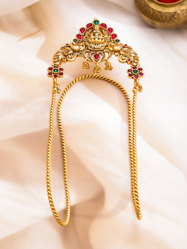 Rubans 22K Gold-Plated Artificial Stones Studded Temple Armlet Bracelet