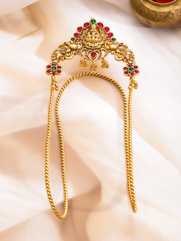 Rubans 22K Gold-Plated Artificial Stones Studded Temple Armlet Bracelet