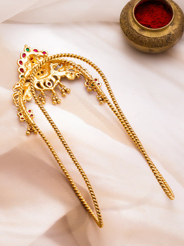 Rubans 22K Gold-Plated Artificial Stones Studded Temple Armlet Bracelet