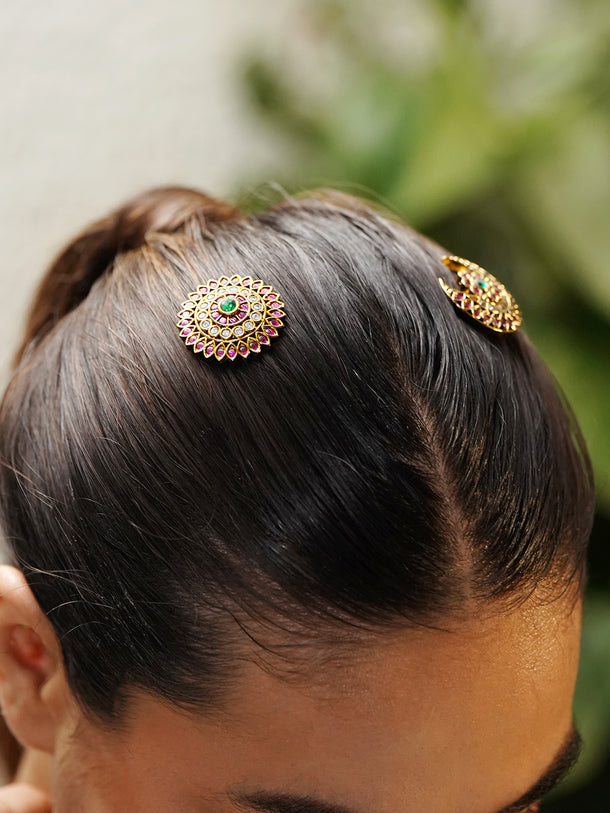 Crescent Kundan Hair Accessories Set