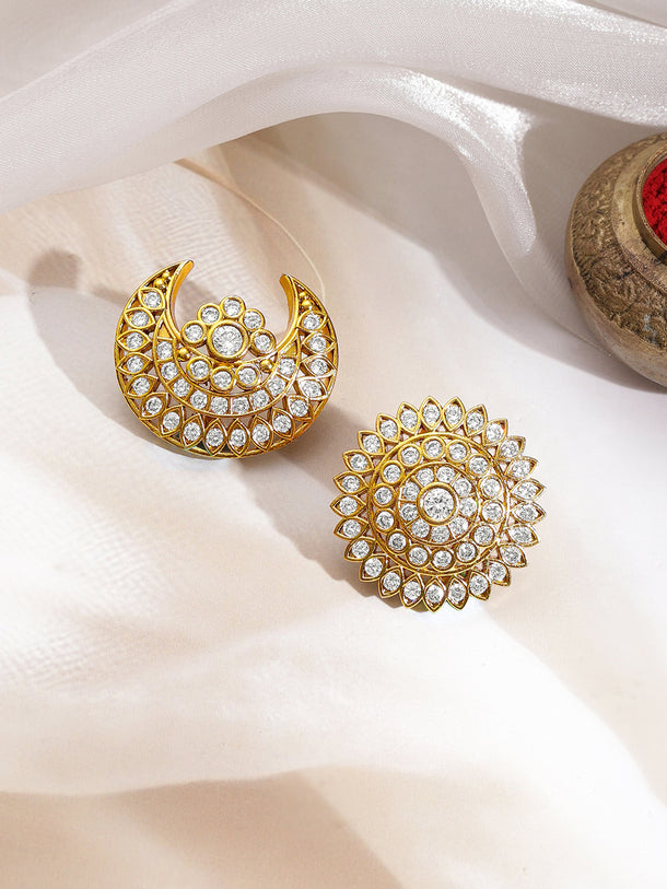 Rubans Set of 2 22K Gold Plated Brass Cubic Zirconia Hair Accessories
