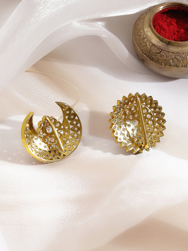 Rubans Set of 2 22K Gold Plated Brass Cubic Zirconia Hair Accessories