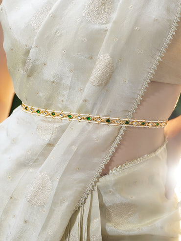 Symphony of Green & White Gems Kamarbandh