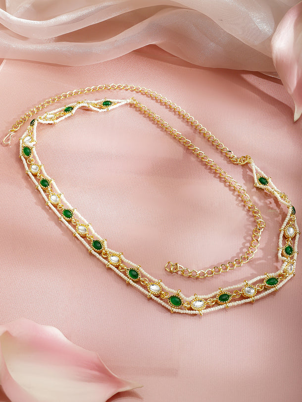 Symphony of Green & White Gems Kamarbandh