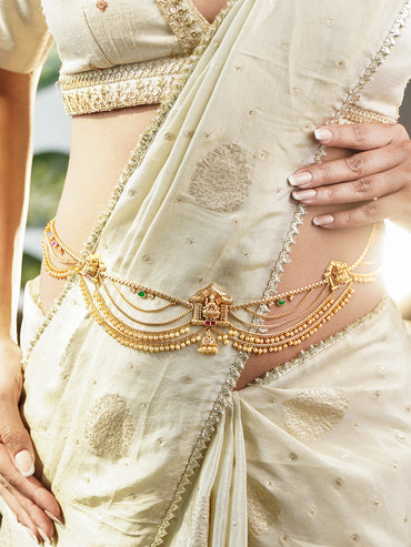 Regal Temple Pearl Layer Waist Belt Kamarbandh
