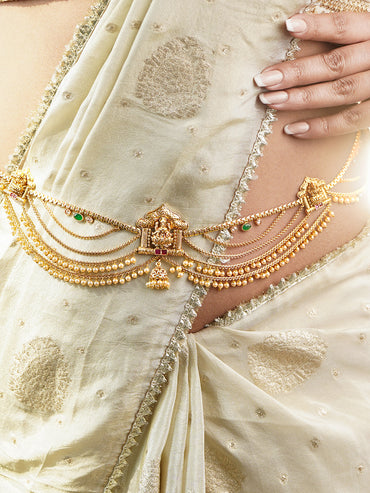 Regal Temple Pearl Layer Waist Belt Kamarbandh