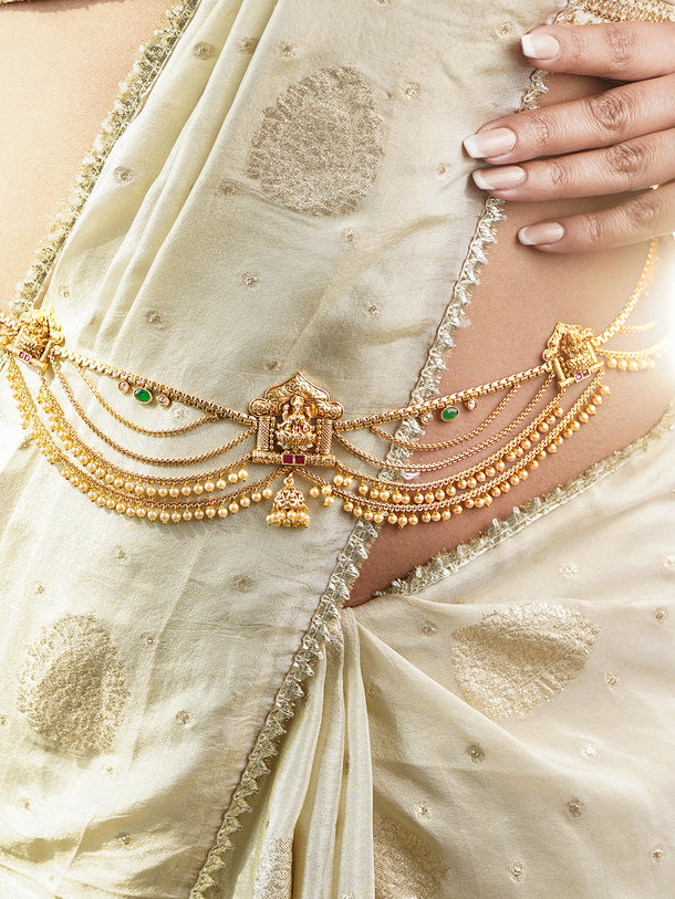 Regal Temple Pearl Layer Waist Belt Kamarbandh