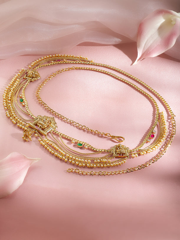 Regal Temple Pearl Layer Waist Belt Kamarbandh